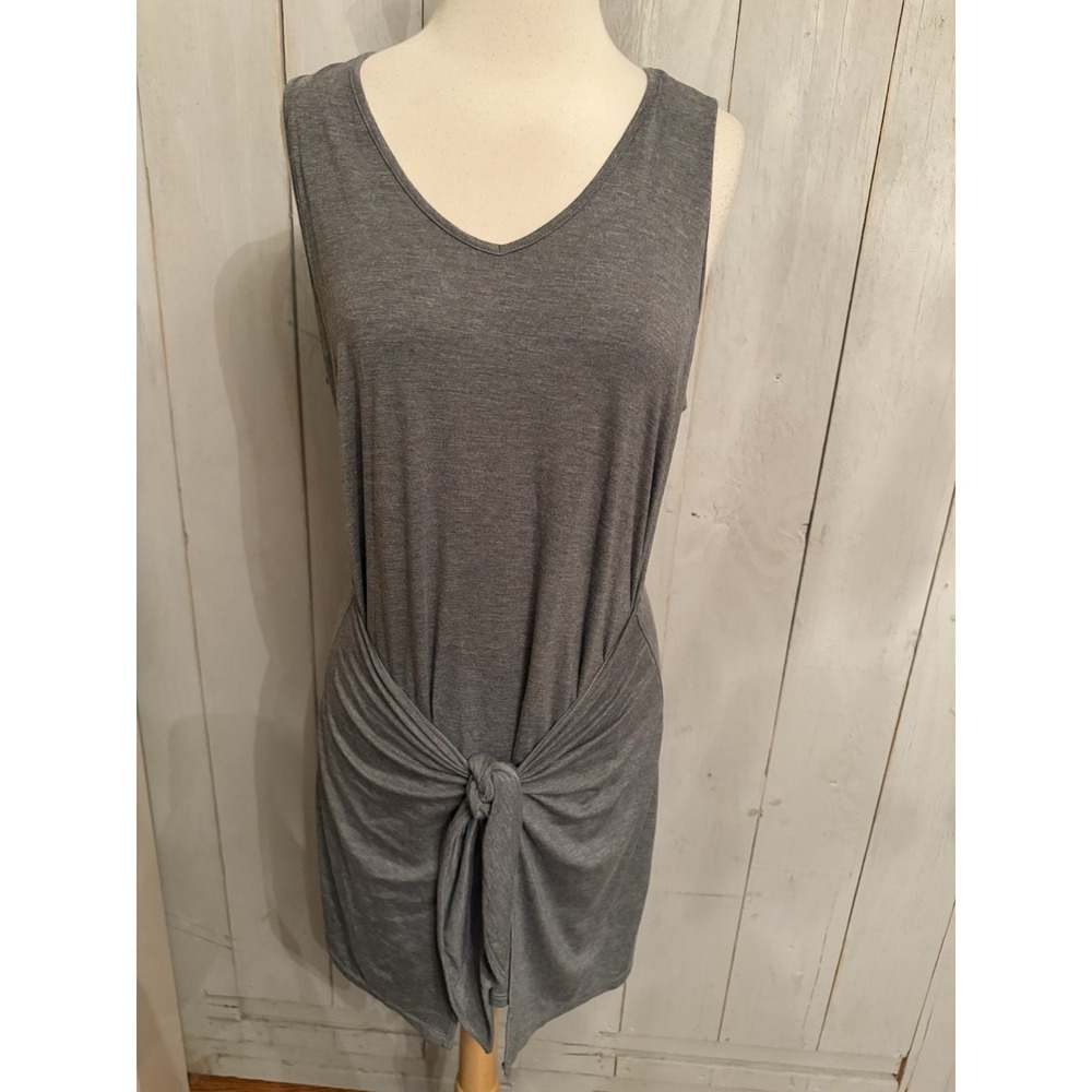Soma Weekend Tank Knot Front Tunic Dress S Beach Vacay Graphite Grey NWT